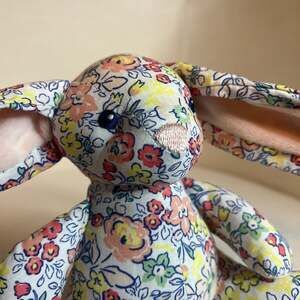 Vintage unmarked  Floral Bunny Rabbit Plush Stuffed Animal